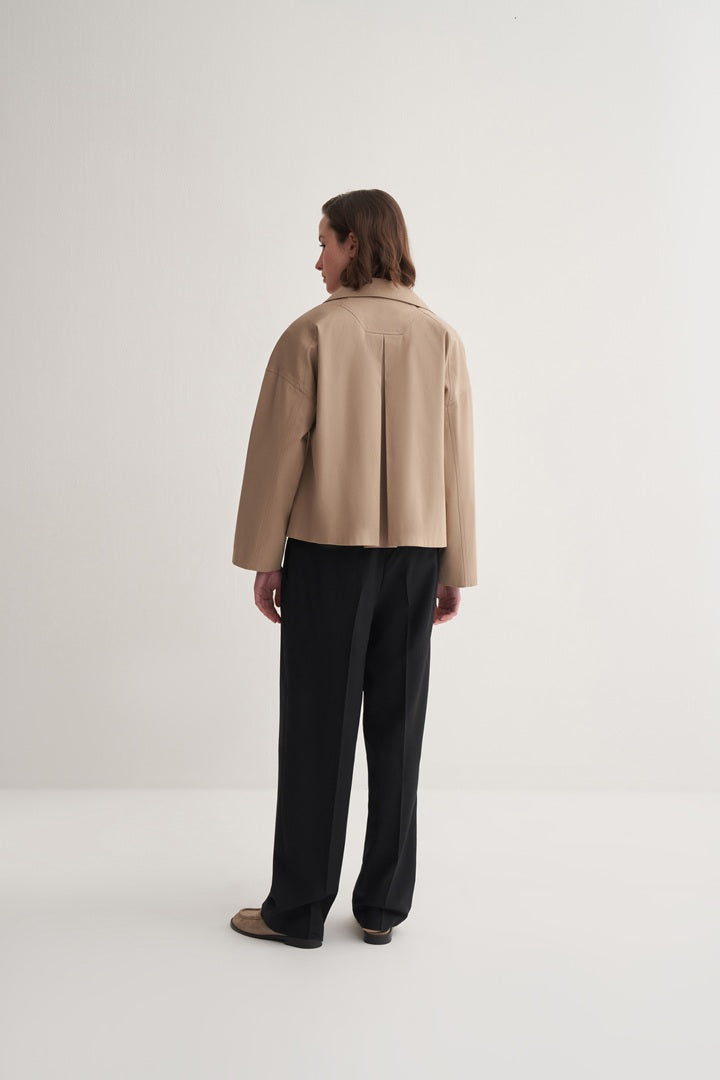 Kk Design Double-Breasted Short Trench Coat Camel