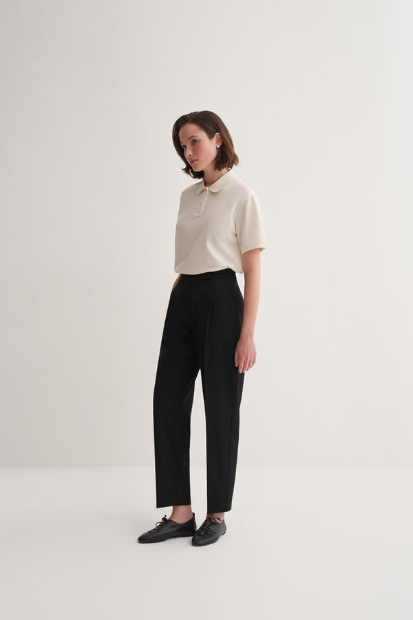 Kk Design Pleated Carrot Trousers Black
