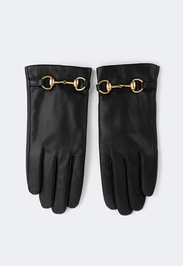 Choice Horseshoe Pu Leather Gloves Black