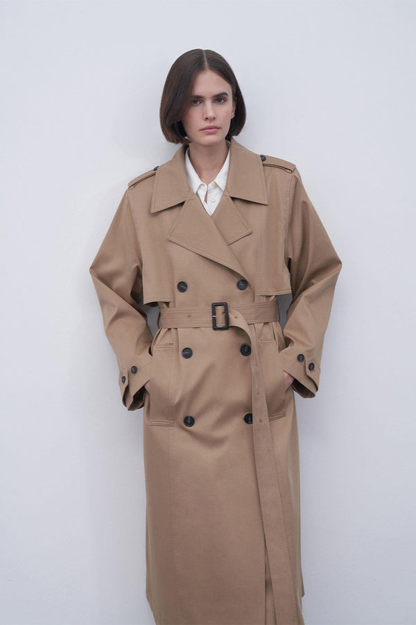 Kk Design Padded Cotton Trench Coat Camel
