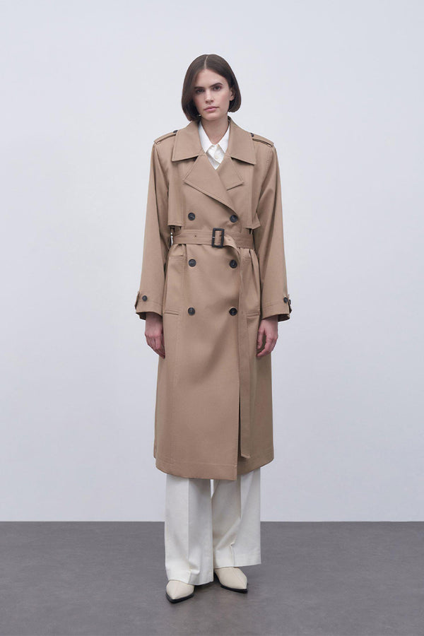 Kk Design Padded Cotton Trench Coat Camel