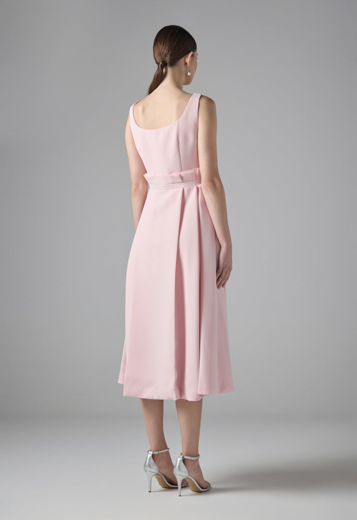Choice Solid Sleeveless Pleated Dress Pink