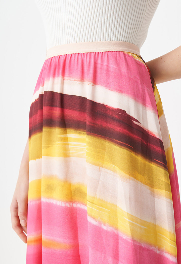 Choice Printed Flared Maxi Circle Skirt Multicolor