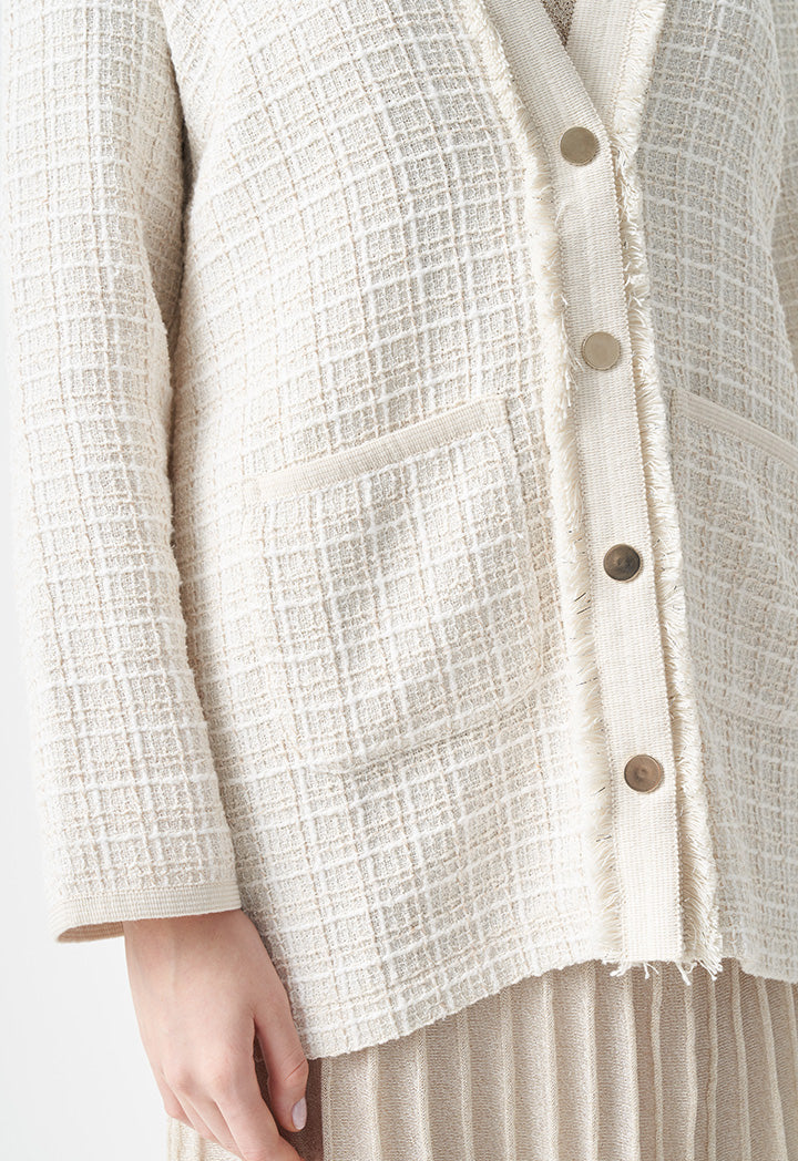 Choice Textured Long Sleeve Jacket Cream
