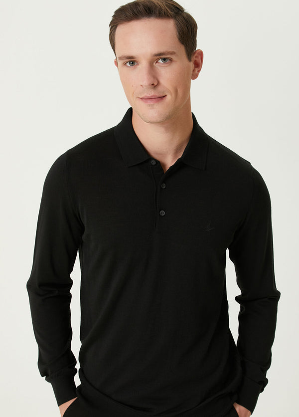 Beymen Club Men Logo Polo Wool Sweater Black