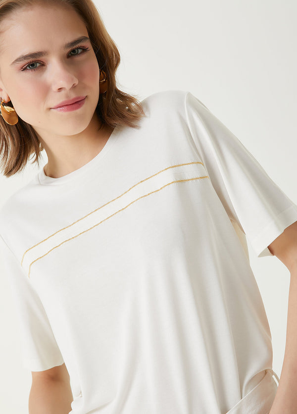 Beymen Club Chain Detailed T-Shirt Off White