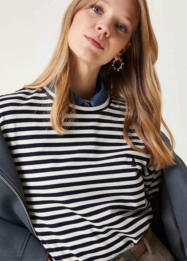 Beymen Club Striped Sweatshirt Ecru/Navy