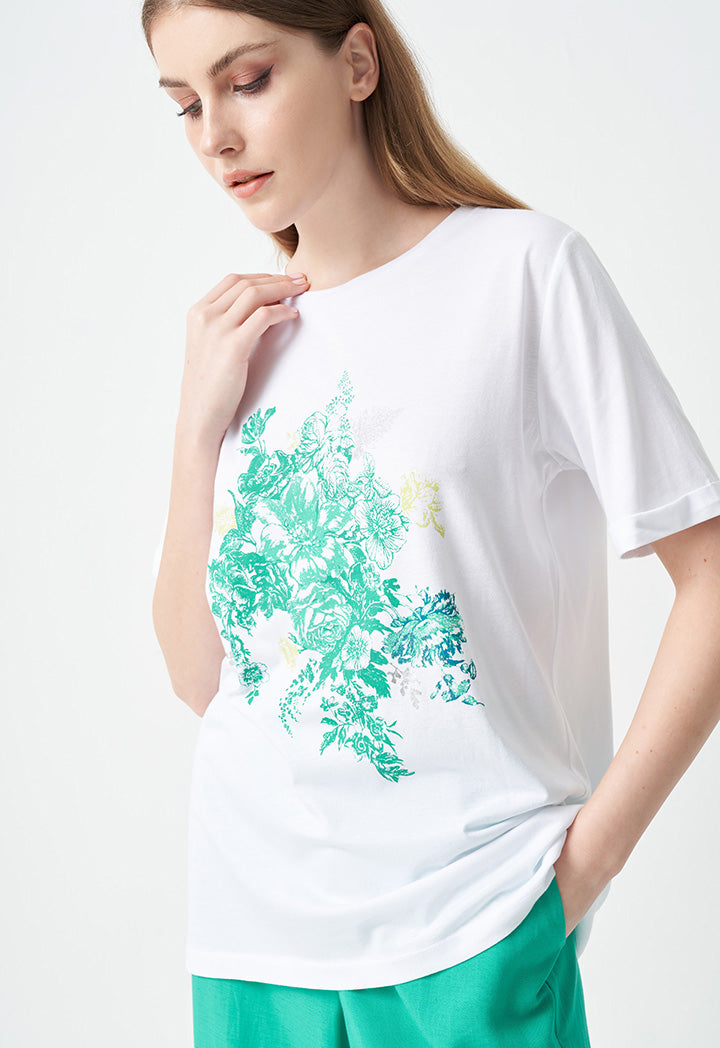 Choice Flower Printed T-Shirt Off White