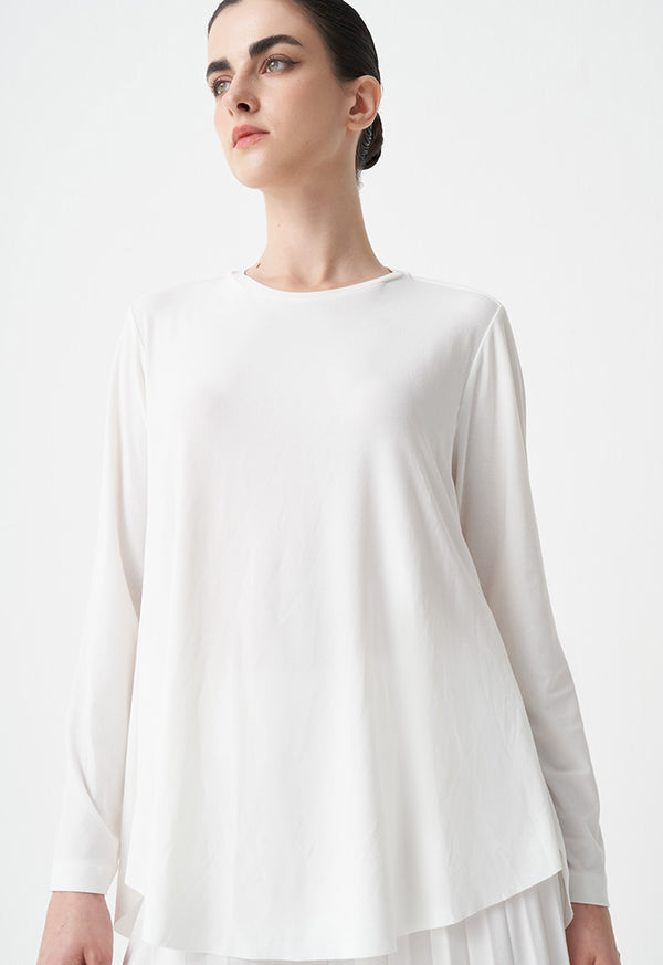 Choice Solid Long Sleeve Top Off White