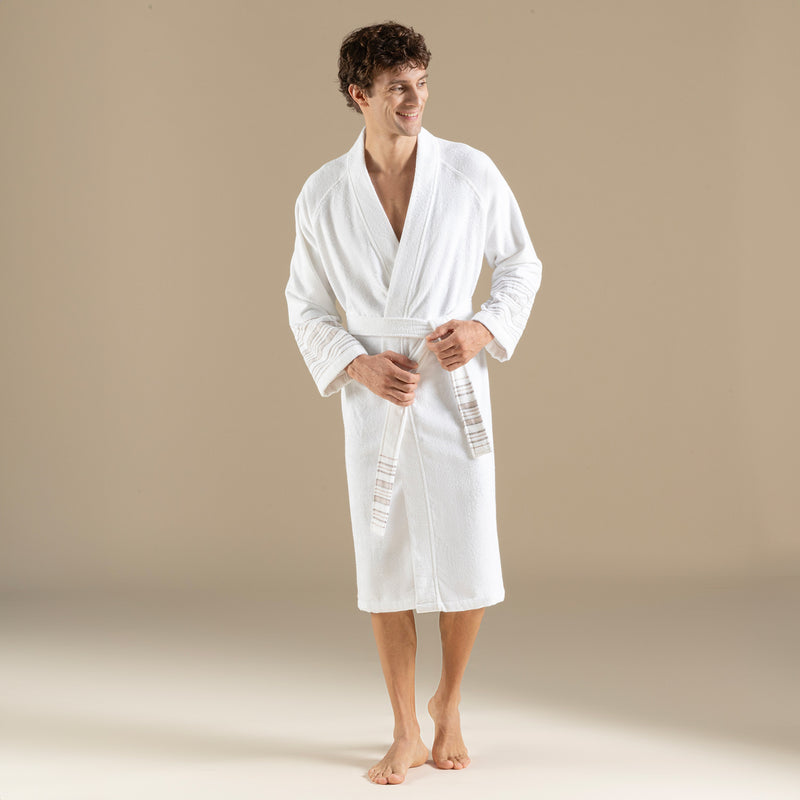 Chakra Derin Unisex Bathrobe White