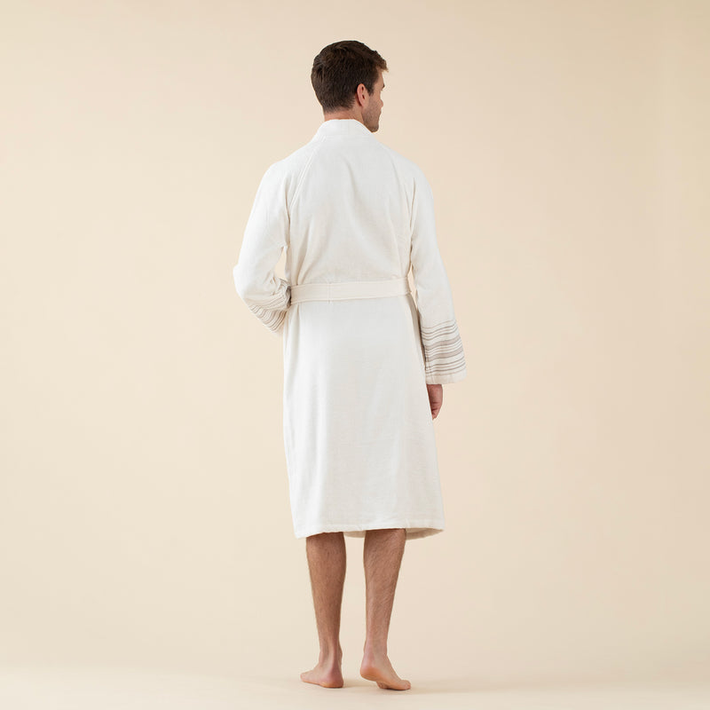Chakra Derin Unisex Bathrobe Ecru