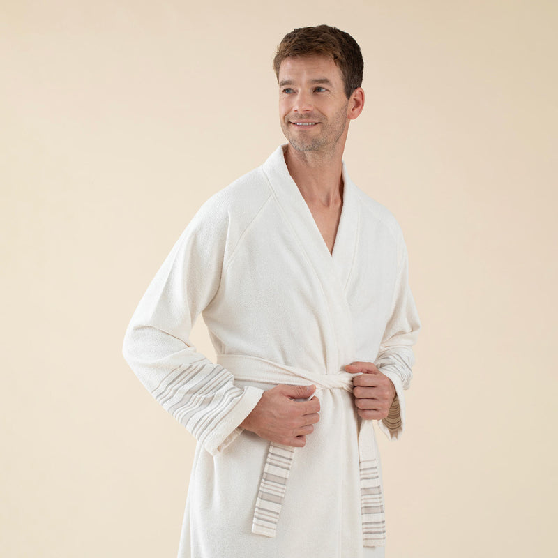 Chakra Derin Unisex Bathrobe Ecru