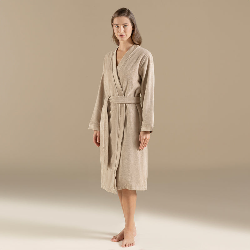 Chakra Floss Women Bathrobe Dark Beige