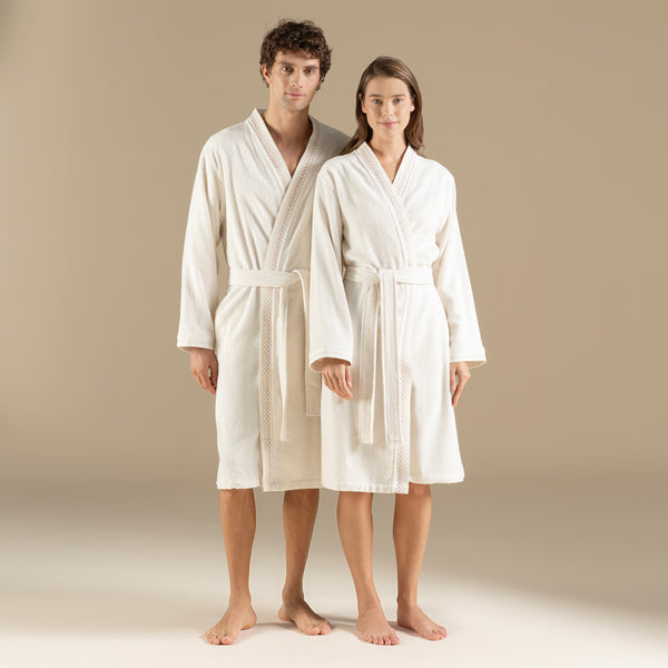 Chakra Mardille Unisex Bathrobe Ecru