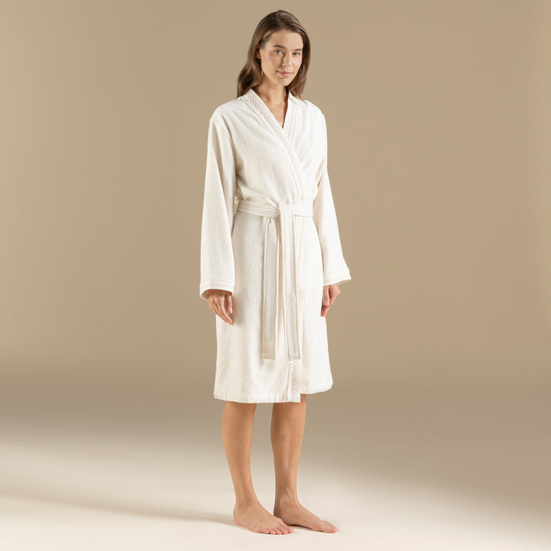 Chakra Mardille Unisex Bathrobe Ecru