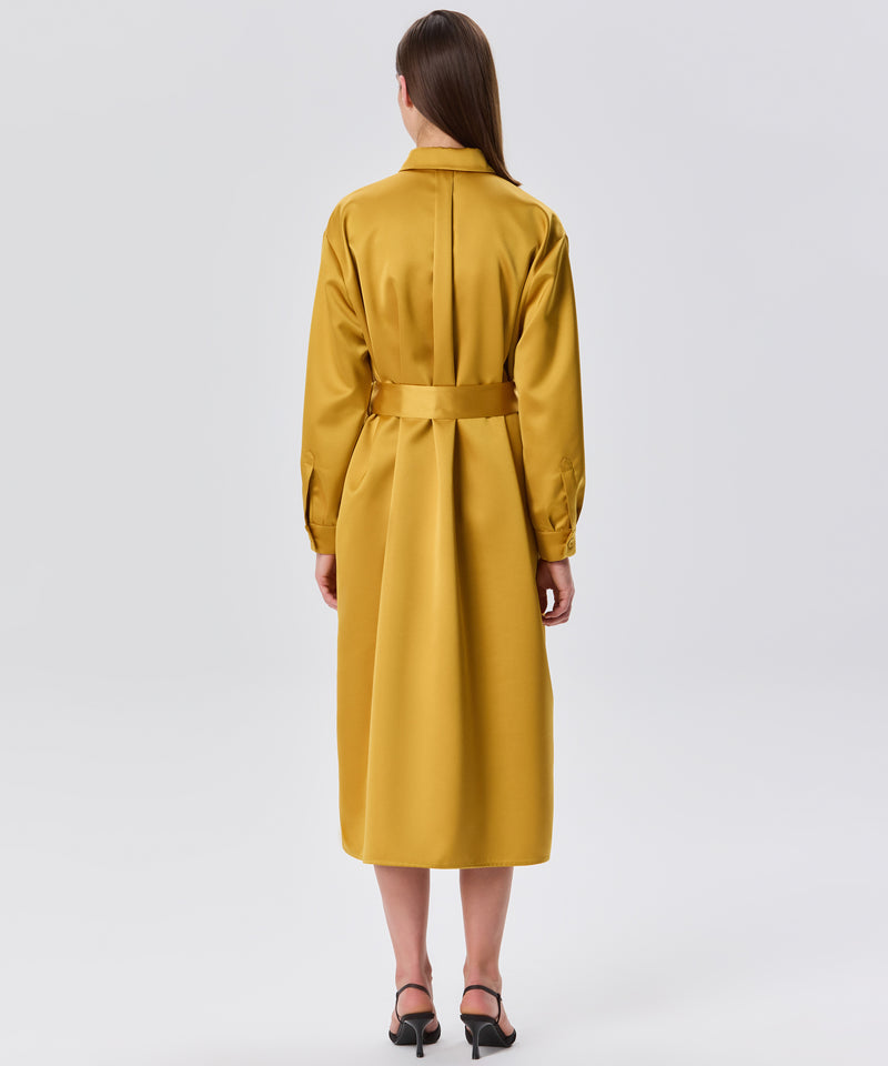 Machka Floral Embroidered Belted Dress Yellow