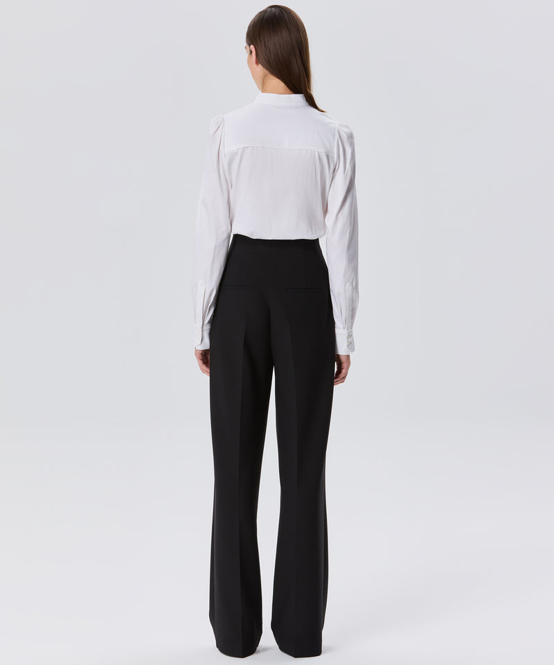 Machka High Waist Button Detail Trousers Black