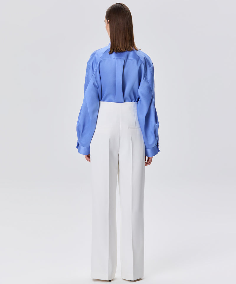 Machka High Waist Button Detail Trousers White