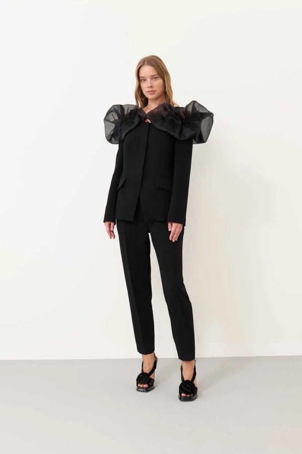 Roman Jacket With Organza Detail Black