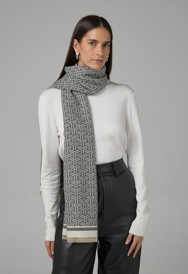 Choice Iconic Intricate Pashmina Scarf Grey