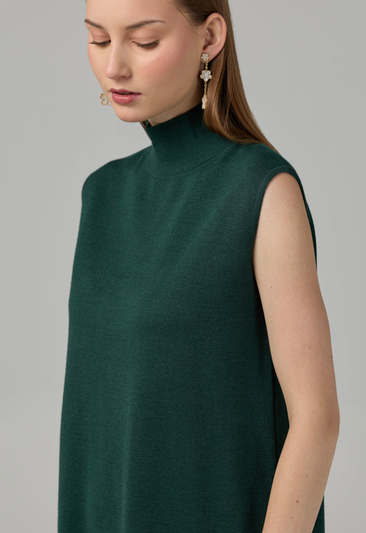 Choice Basic Sleeveless Knitted Top Green