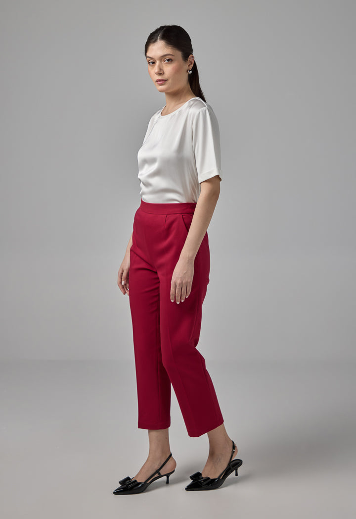Choice Peg Leg Basic Trousers Burgundy