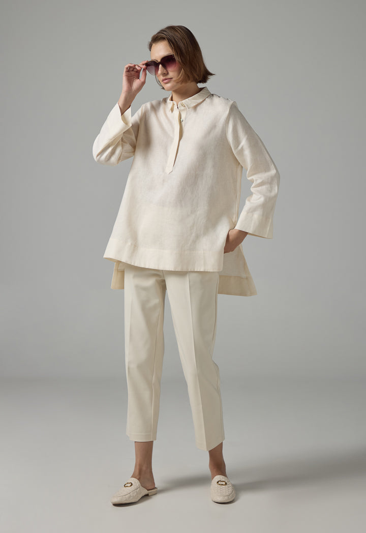 Choice High-Low Basic Long Sleeve Shirt Cream