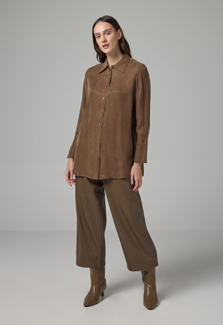 Choice Basic Regular Fit Solid Shirt Khaki