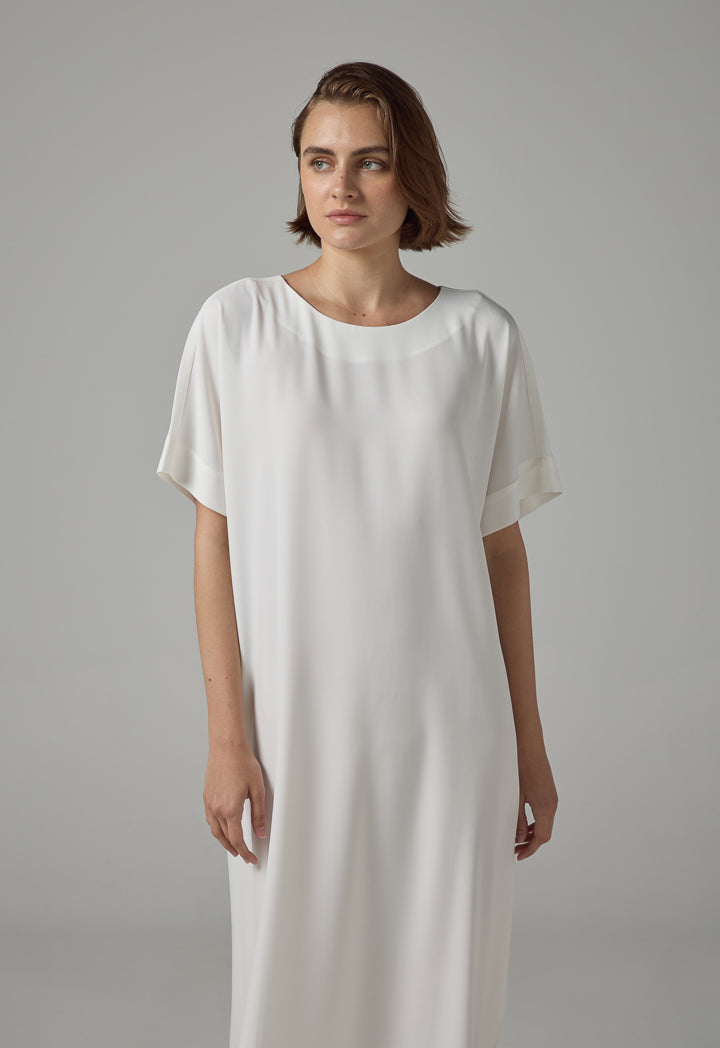 Choice Cap Sleeves Basic Maxi Dress  Off White