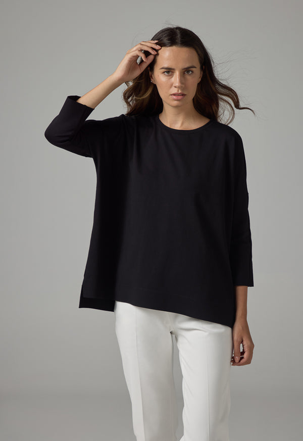 Choice Solid Short Sleeves Blouse Black