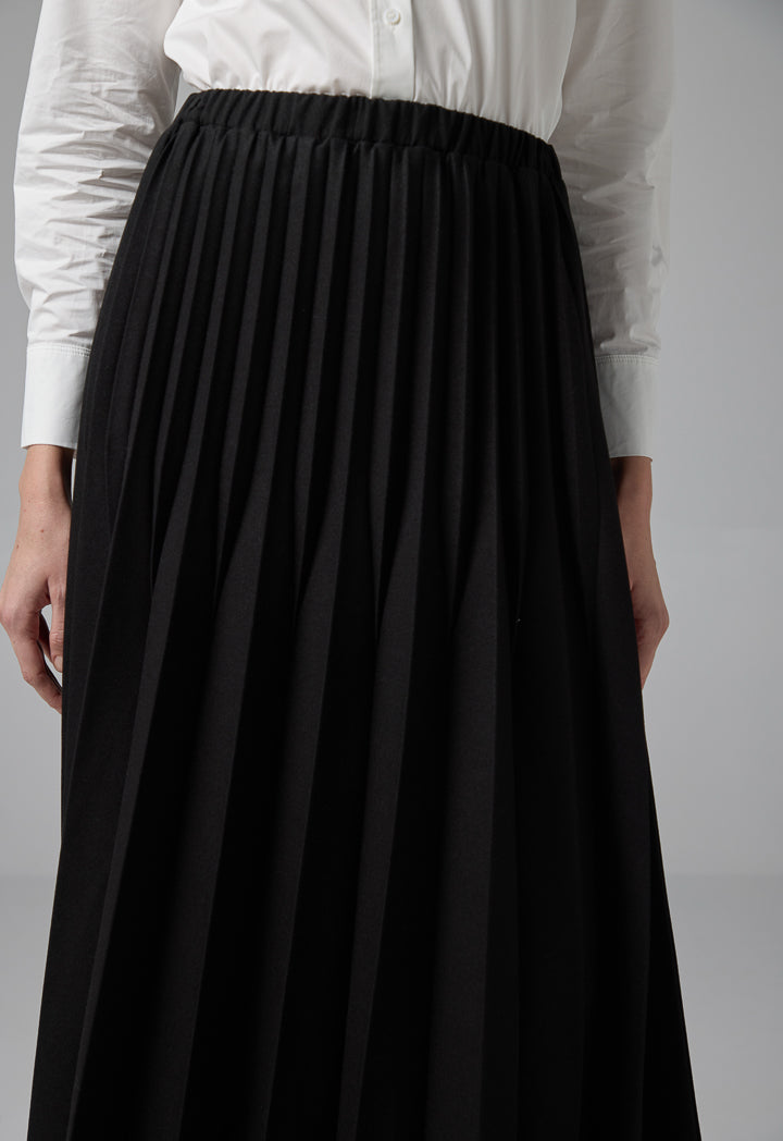 Choice All Over Pleated Solid Skirt Black