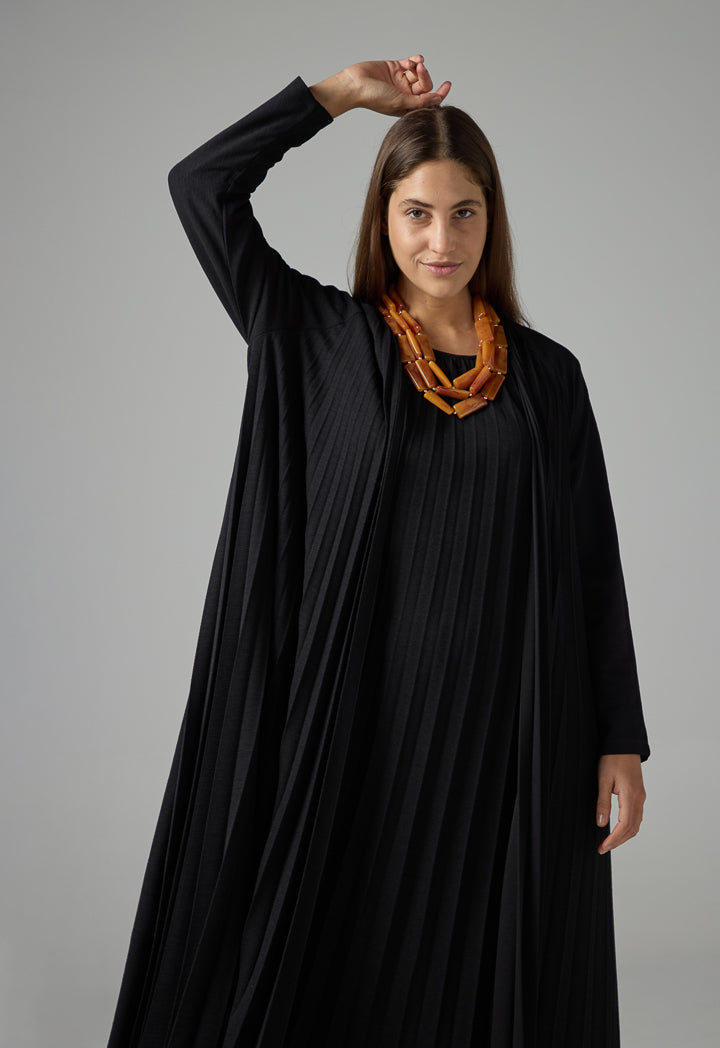 Choice Open Front Pleated Outerwear Black