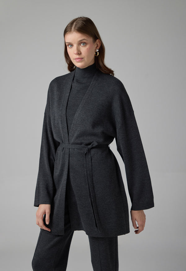 Choice Solid Long Sleeve Knitted Cardigan Anthracite