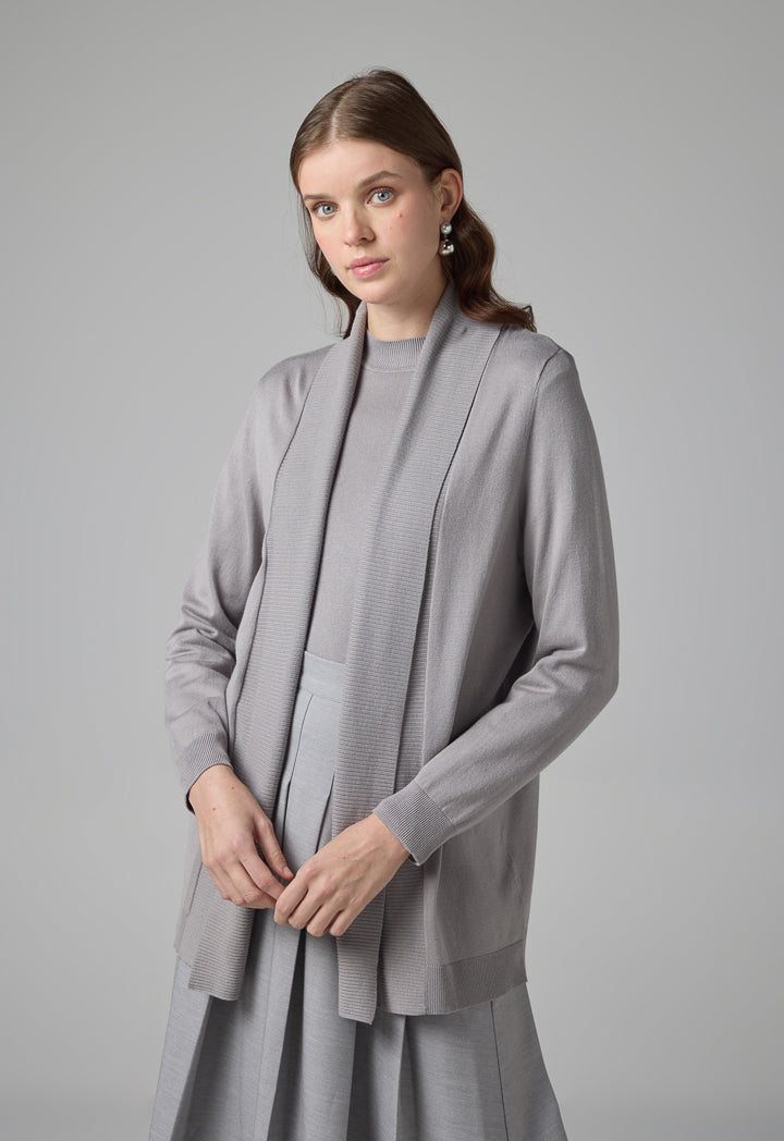 Choice Solid Knitted Cardigan Grey