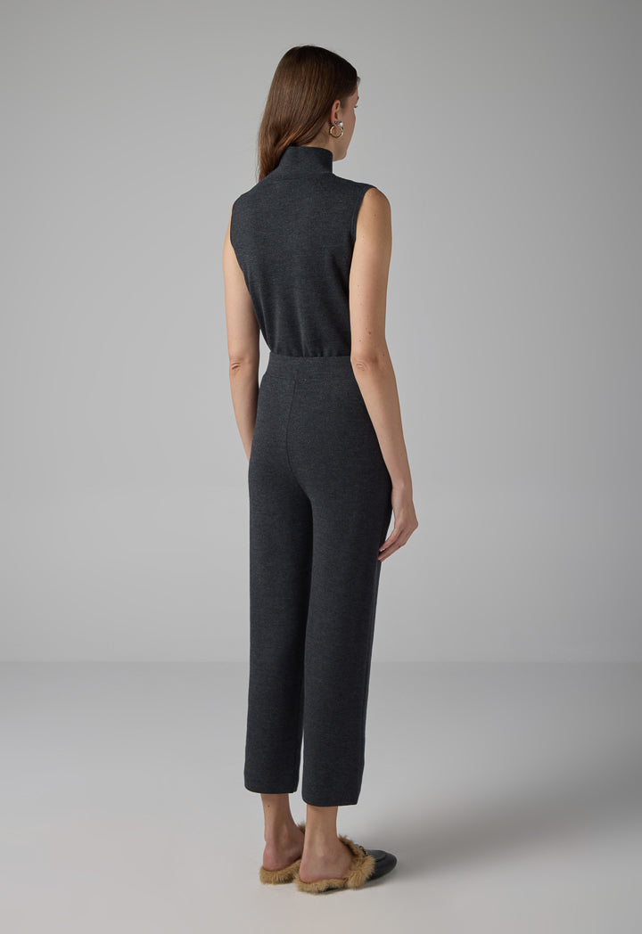 Choice Knitted Straight Fit Solid Pants Anthracite