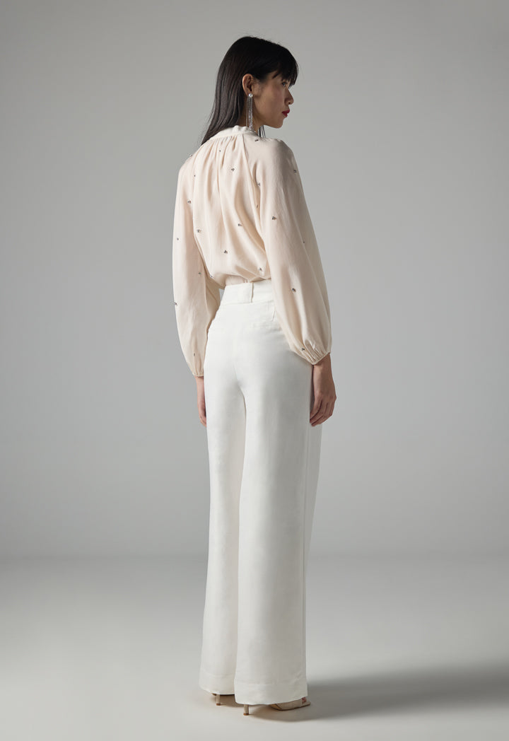 Choice Solid Wide Legs Trouser Off White