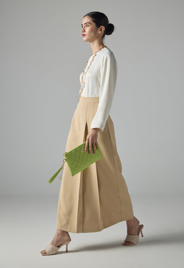 Choice Solid Plated Skirt Beige