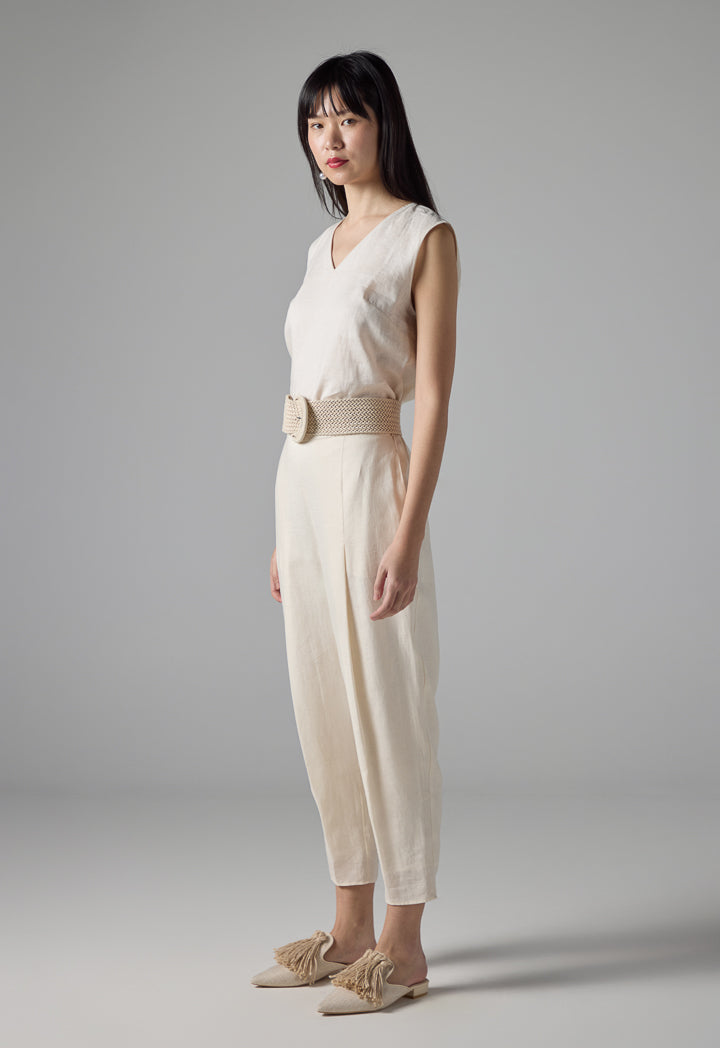 Choice Solid Wide Leg Trousers Cream