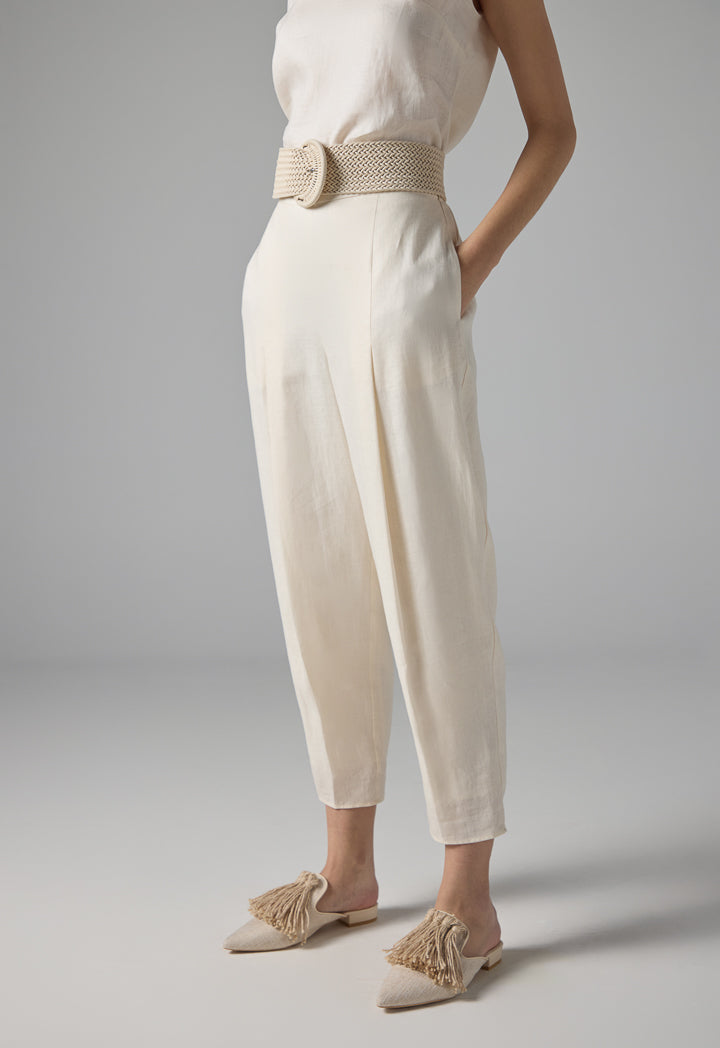 Choice Solid Wide Leg Trousers Cream