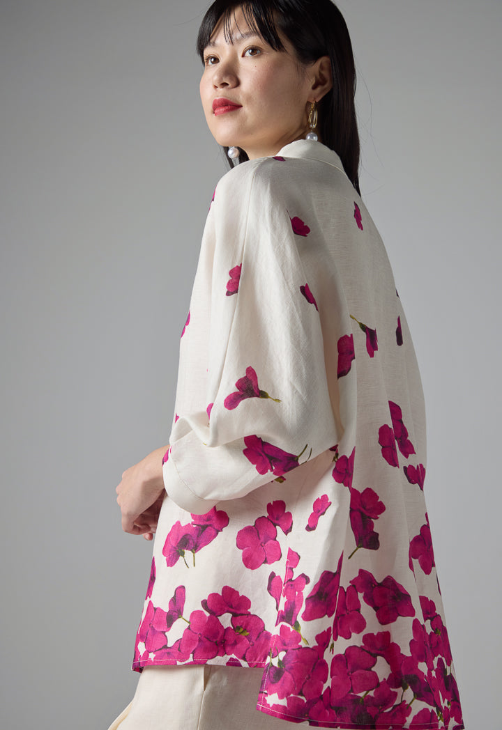 Choice Floral Print Long Sleeve Shirt - Ramadan Style Cream