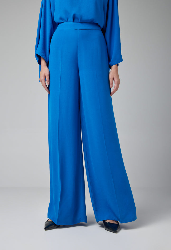 Choice High-Waist Straight-Cut Basic Trousers Blue