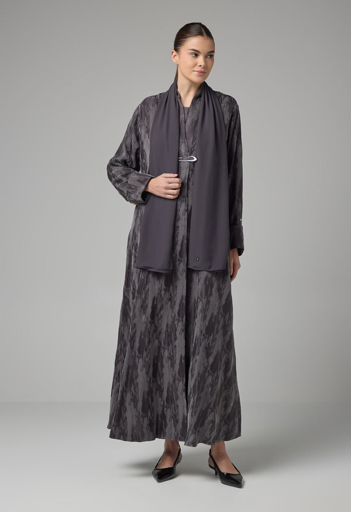 Choice Contrast Oversized Maxi Abaya With Hijab Grey