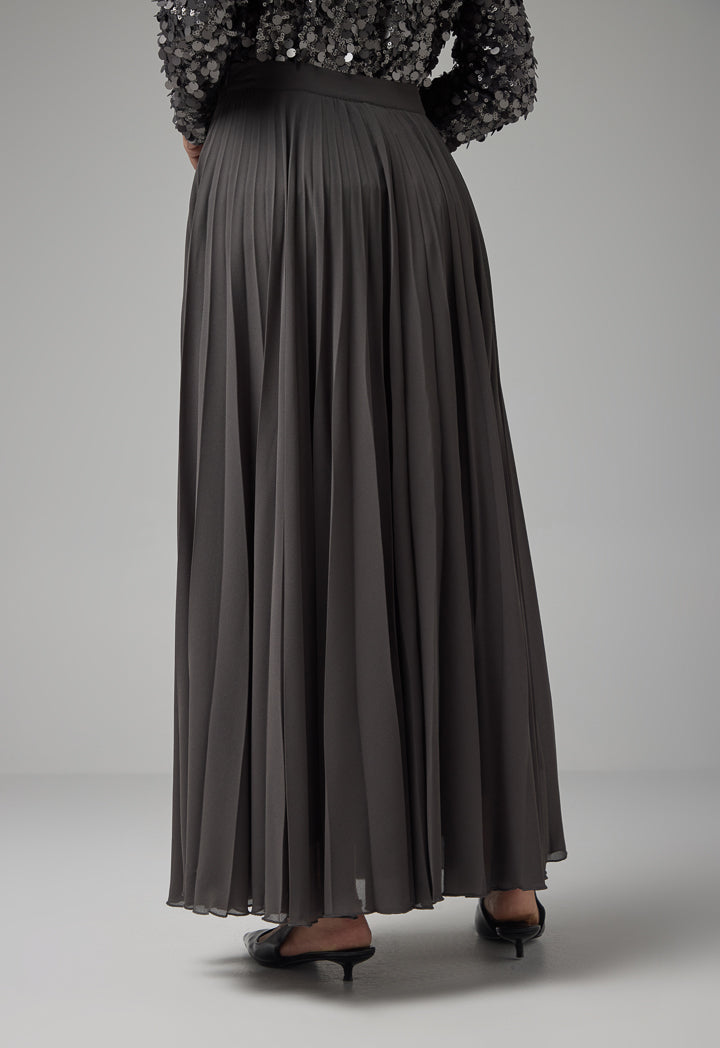 Choice Solid Pleated Skirt Anthracite