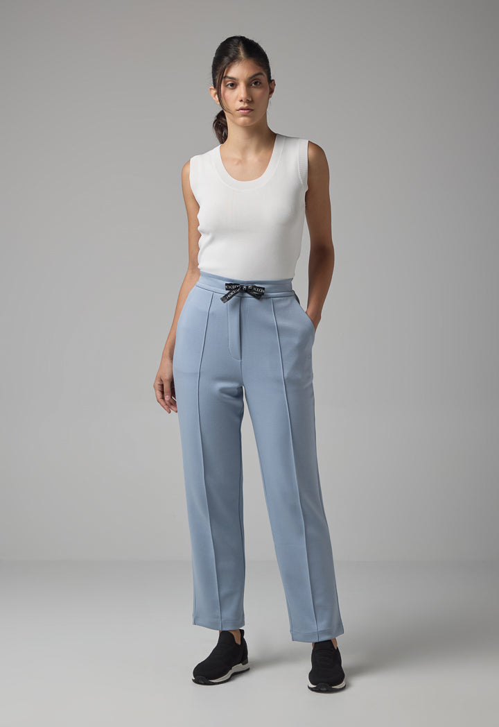 Choice Solid Elasticated Waistband Trousers Blue