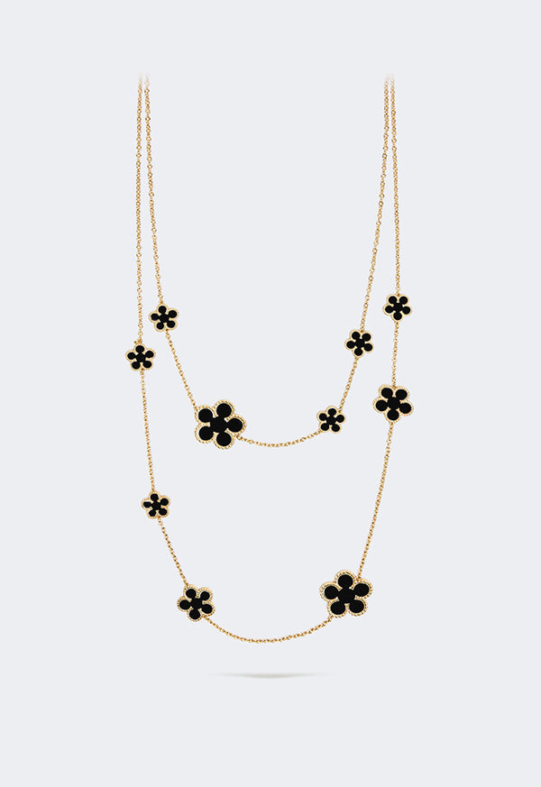 Choice Floral Opera Necklace Black