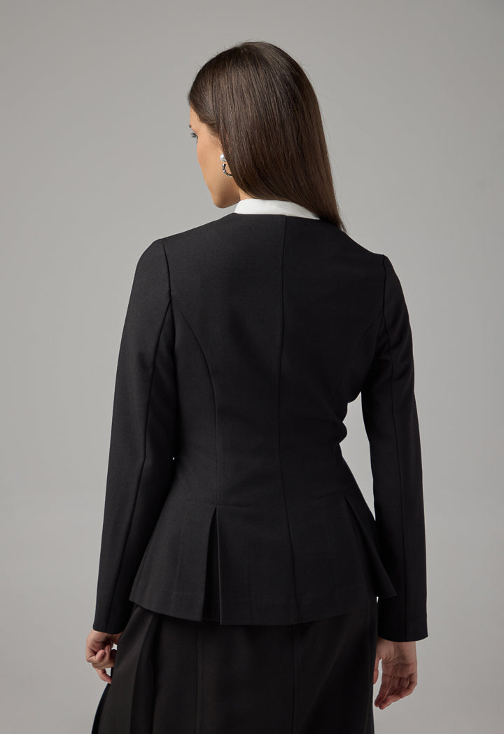 Choice Long Sleeves Belted Jacket Black