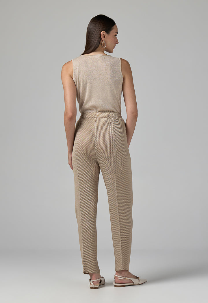 Choice Straight Cut Pleated Trousers Beige