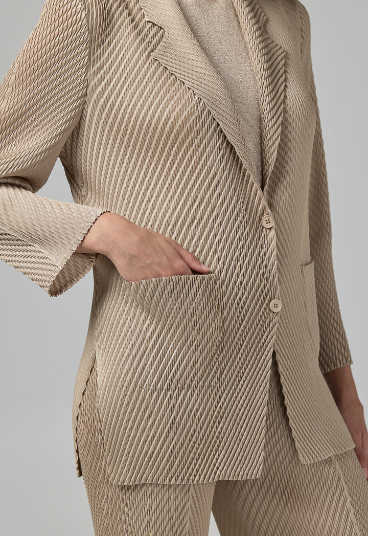 Choice Front Pocket Notched Collar Jacket Beige