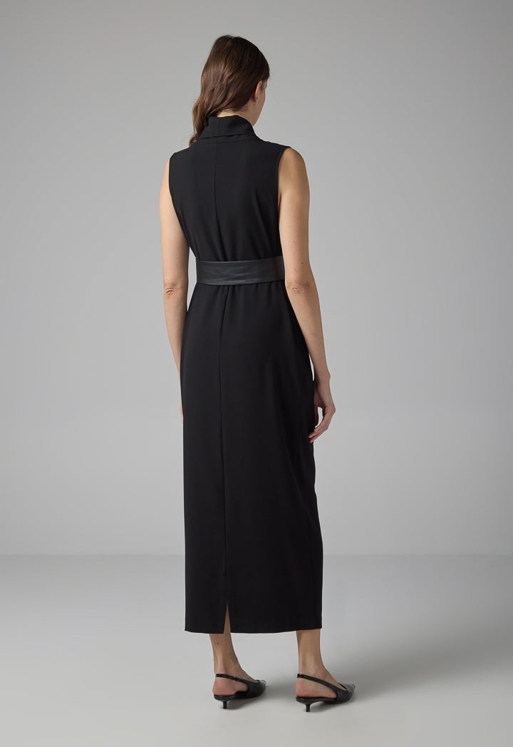 Choice Belted Sleeveless Maxi Dress Black