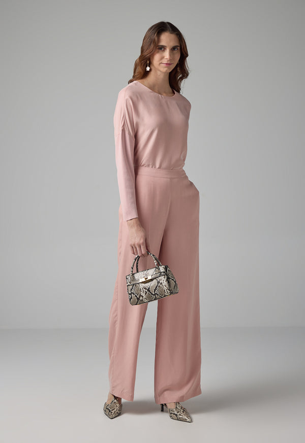 Choice Solid Wide Legs Trouser Blush